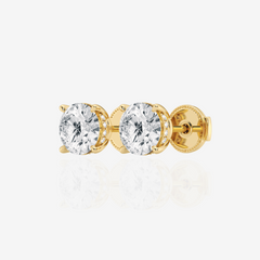 Round Cut Lab Grown Diamond Hidden Halo Stud 14k Earrings