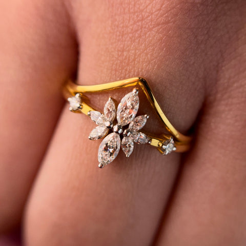 Marquise Cut Lab Grown Diamond 14K Gold Engagement Ring