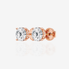 Round Cut Lab Grown Diamond Hidden Halo Stud 14k Earrings