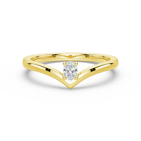 Oval Cut Lab Grown Diamond Solitaire 14K Gold Ring