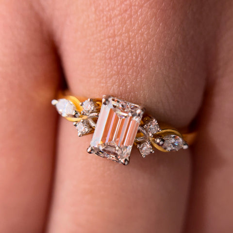 Emerald Cut Lab Grown Diamond 14K Gold Engagement Ring