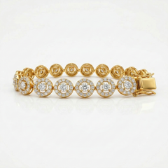 Round Cut Moissanite Diamond fashion 14K Bracelet
