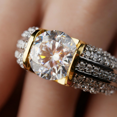 Moissanite Diamond, Luxe Accents Men's Sterling Silver Ring
