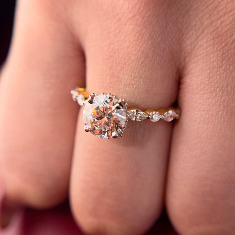 Split Shank Round Cut Lab Grown Diamond 14K Gold Ring