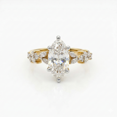 Marquise Cut Moissanite Diamond Engagement 18K Gold Ring
