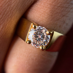 Moissanite Diamond, Simple Classic Men's 9k Gold Ring