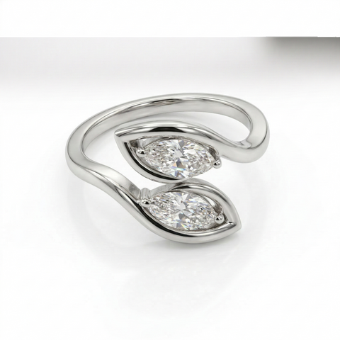 Marquise Cut Toi -Et- Moi Moissanite Diamond 14K Gold Ring
