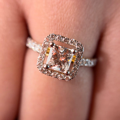 Princess Cut Lab Grown Diamond 14K Gold Engagement Ring