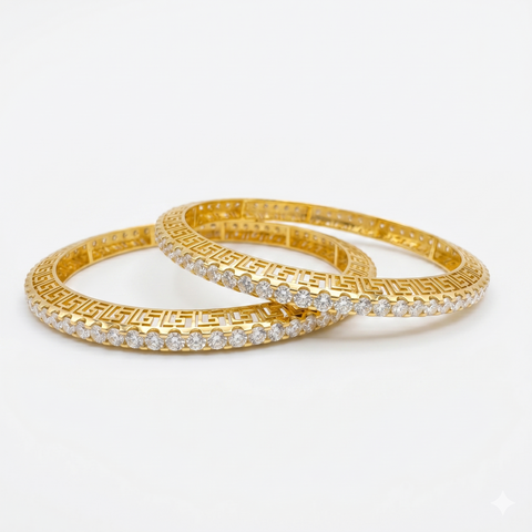 Fine Line Moissanite Diamond Sterling Silver Bangle