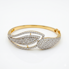 Round Cut Moissanite Diamond Fashion Bangle 14k Gold Bracelet