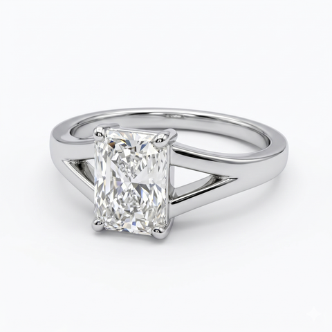 Radiant Cut Moissanite Diamond Solitaire 18k Gold Ring