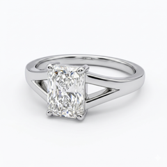 Radiant Cut Moissanite Diamond Solitaire 18k Gold Ring