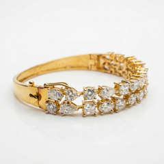 Multi shape Moissanite Diamond Double Lane Fashion Sterling Silver Bracelet