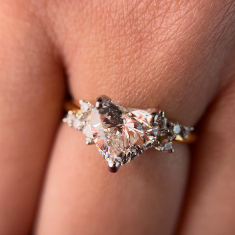 Pavé Halo Heart Cut Lab Grown Diamond 14K Gold Ring product photo | Caratbazaar