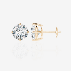 Round Cut Moissanite Diamond Certified Stud 14k Gold Earrings
