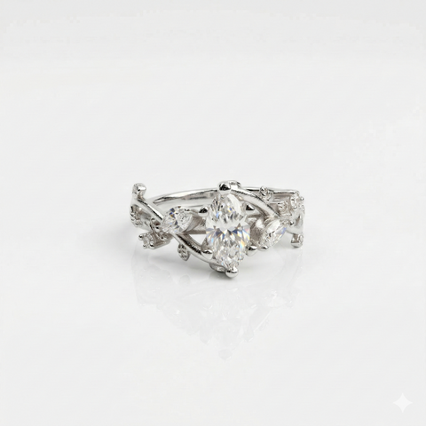 Marquise Cut Lab Grown Diamond 14K Gold Engagement Ring