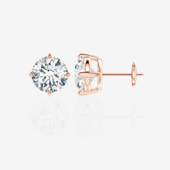 Round Cut Moissanite Diamond Certified Stud 18k Gold Earrings