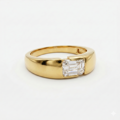 Emerald Cut Moissanite Diamond Men's Sterling Silver Ring