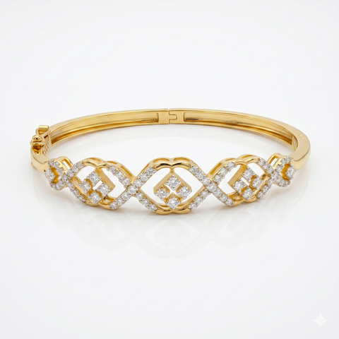 Simple Elegance Moissanite Diamond Fashion 14k Gold Bracelet