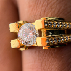 Moissanite Diamond, Albert Men's 18k Gold Ring