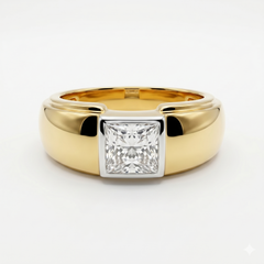 Princess Cut Moissanite Diamond Men's 14k Gold Ring