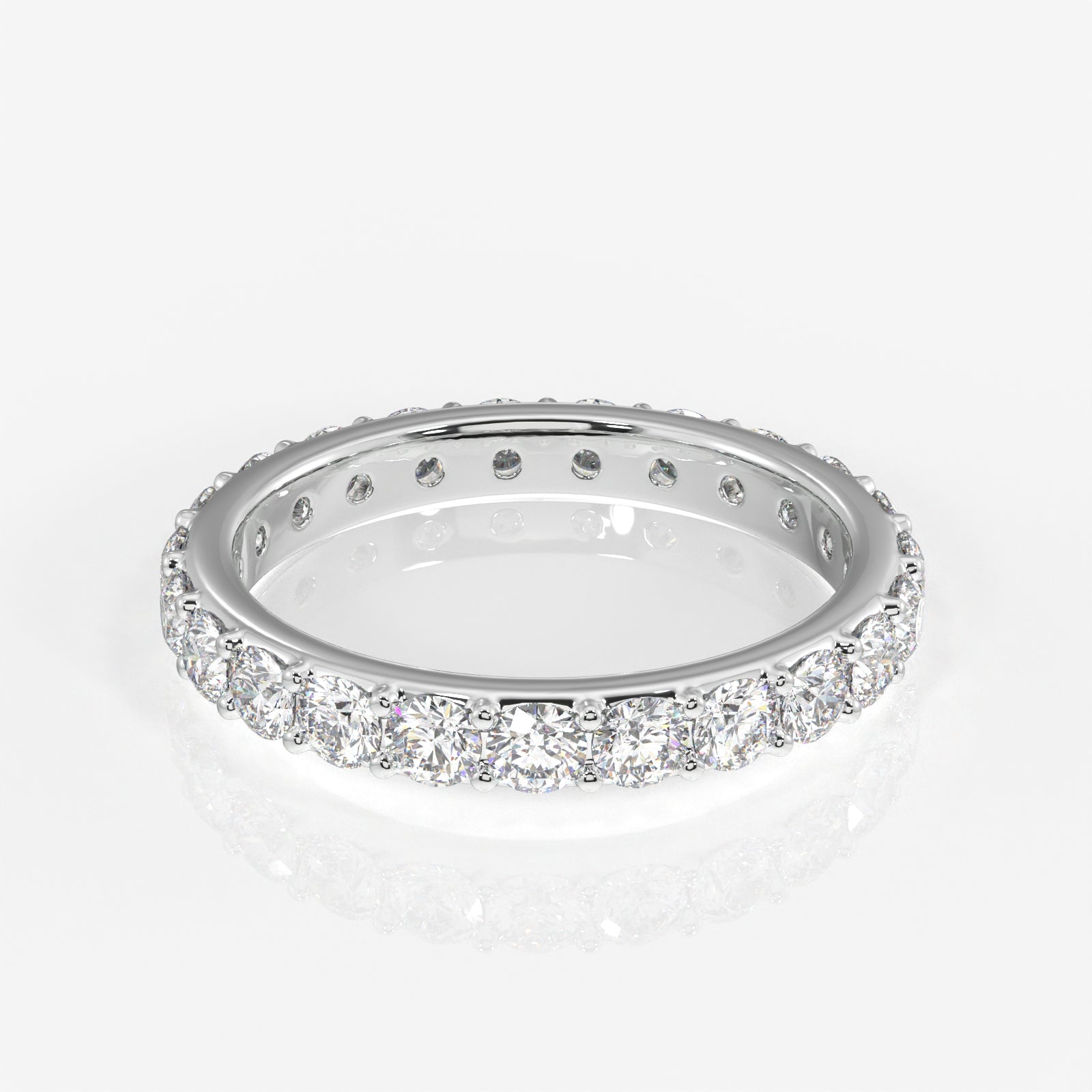 Affordable Round Cut Lab Grown Diamond Eternity 14k Gold Band Ring
