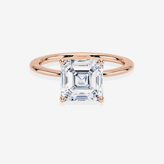 Asscher Cut Moissanite Diamond Classic Solitaire Engagement 14K Gold Rings