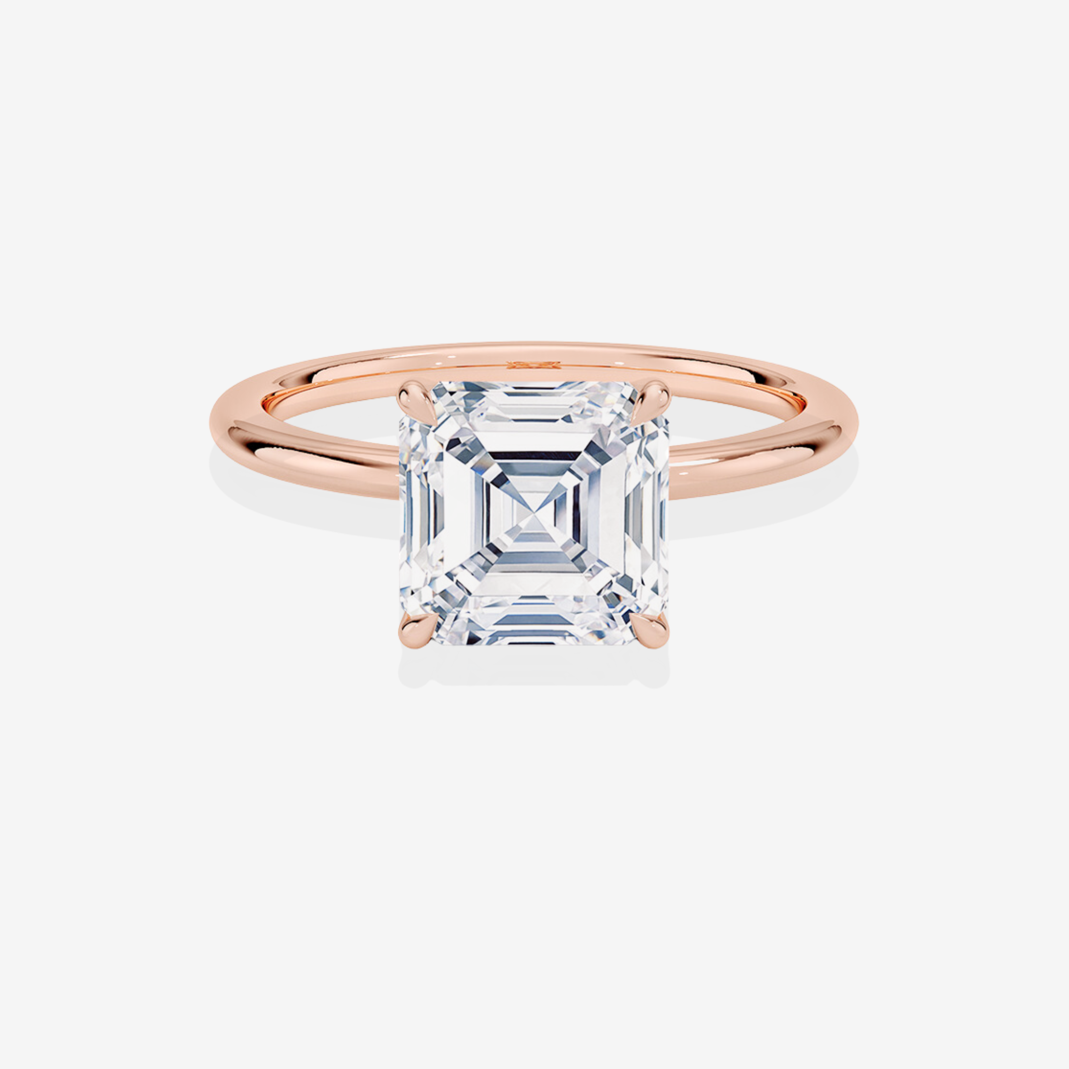 Asscher Cut Moissanite Diamond Petite Solitaire Engagement 14k Gold Rings