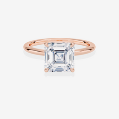 Asscher Cut Moissanite Diamond Petite Solitaire Engagement 14k Gold Rings