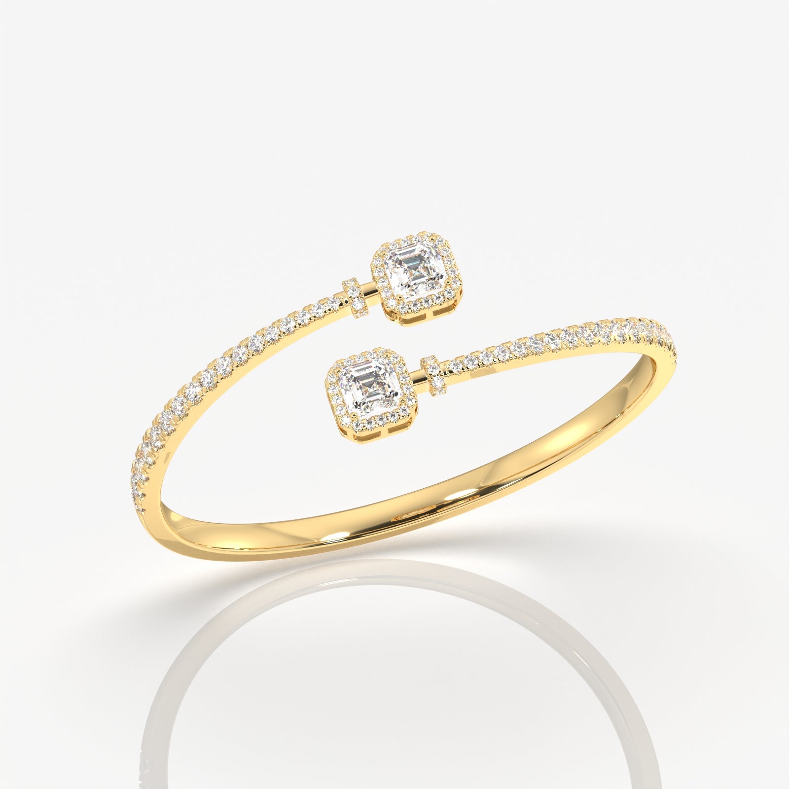 Asscher Cut Moissanite Diamond Sterling Silver Bracelets