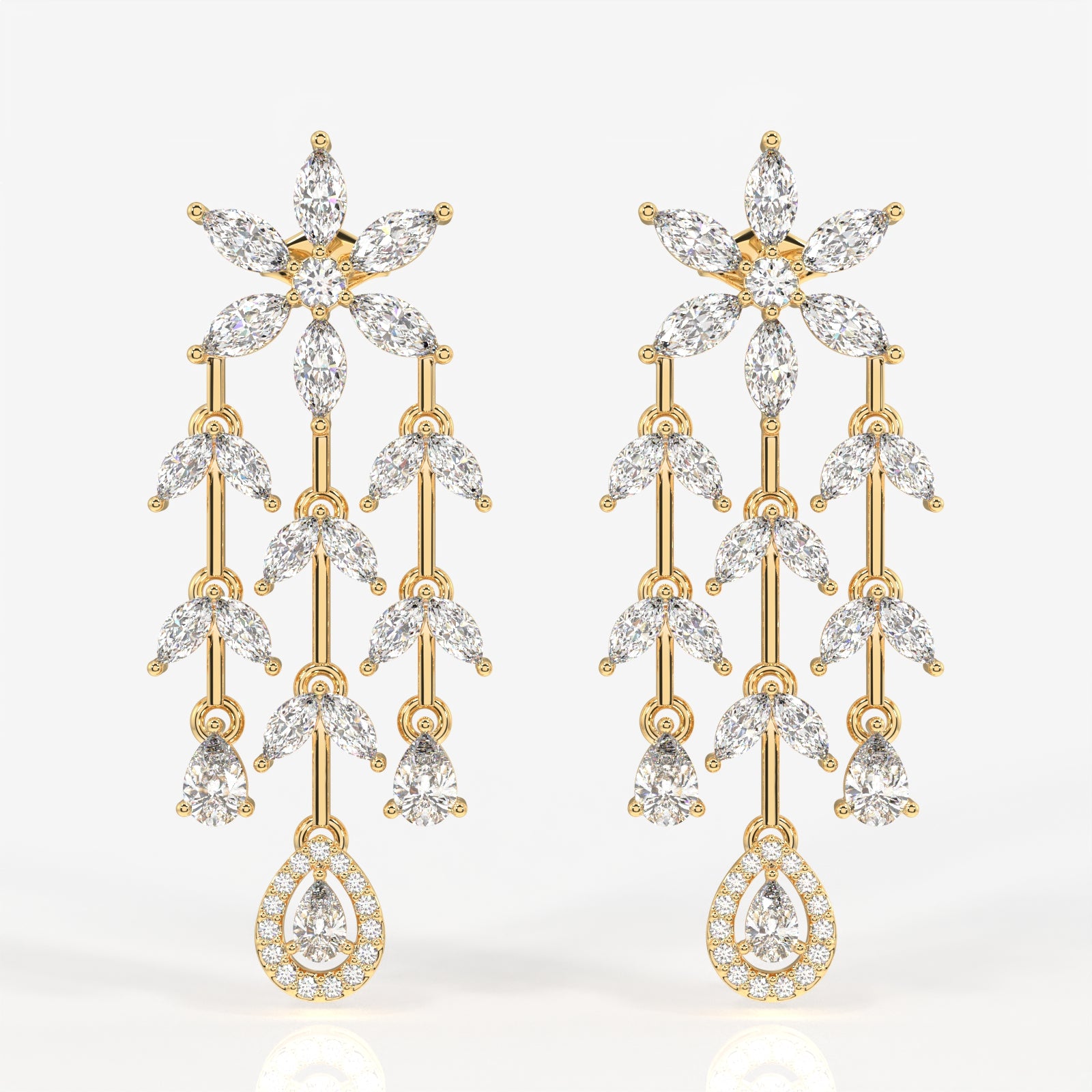 Aurora Cascade Moissanite Danglers 14k Gold Earrings