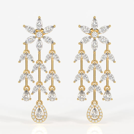 Aurora Cascade Moissanite Danglers 14k Gold Earrings