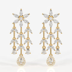 Aurora Cascade Moissanite Danglers 14k Gold Earrings
