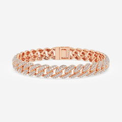 Round Cut Moissanite Diamond Cuban Sterling Silver Bracelet