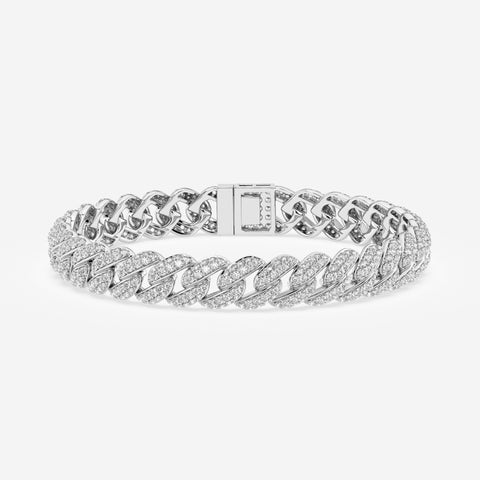 Round Cut Moissanite Diamond Cuban Sterling Silver Bracelet