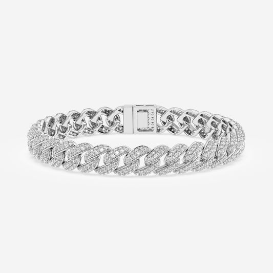 Round Cut Moissanite Diamond Cuban Sterling Silver Bracelet