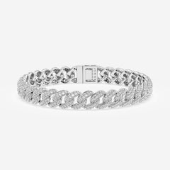 Round Cut Moissanite Diamond Cuban Sterling Silver Bracelet
