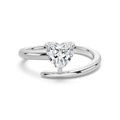 Heart Cut Moissanite Diamond Solitaire Sterling Silver Ring