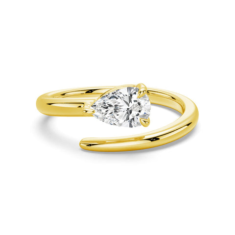 Pear Cut Lab Grown Diamond East-West 14K Gold Ring