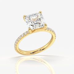 Buy Asscher Cut Moissanite Diamond Pave 14k Gold Ring