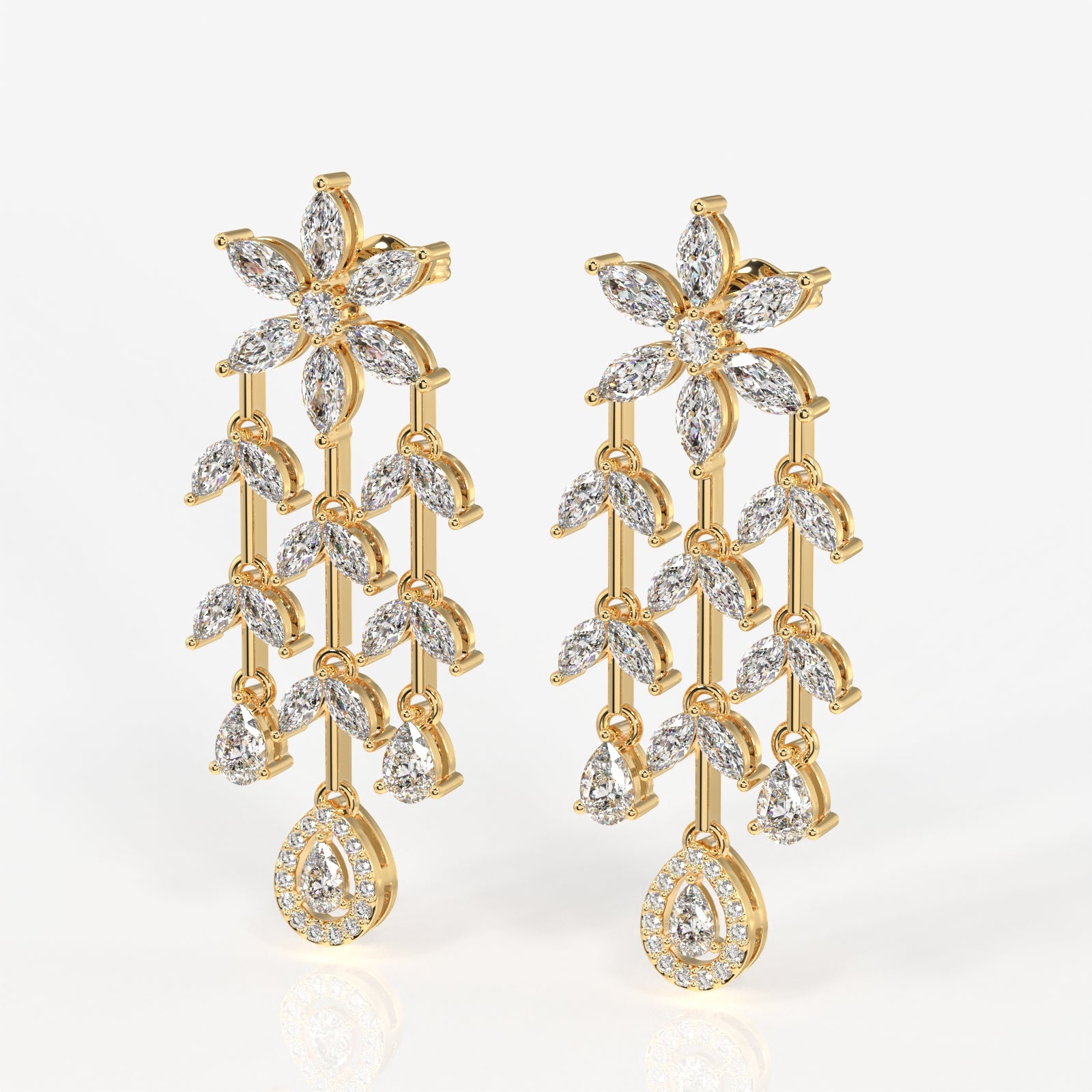 Buy Caratbazaar Aurora Cascade Moissanite Danglers 14k Gold Earrings