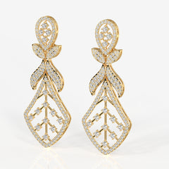Buy Caratbazaar Celestial Bow Moissanite Danglers 14k Gold Earrings