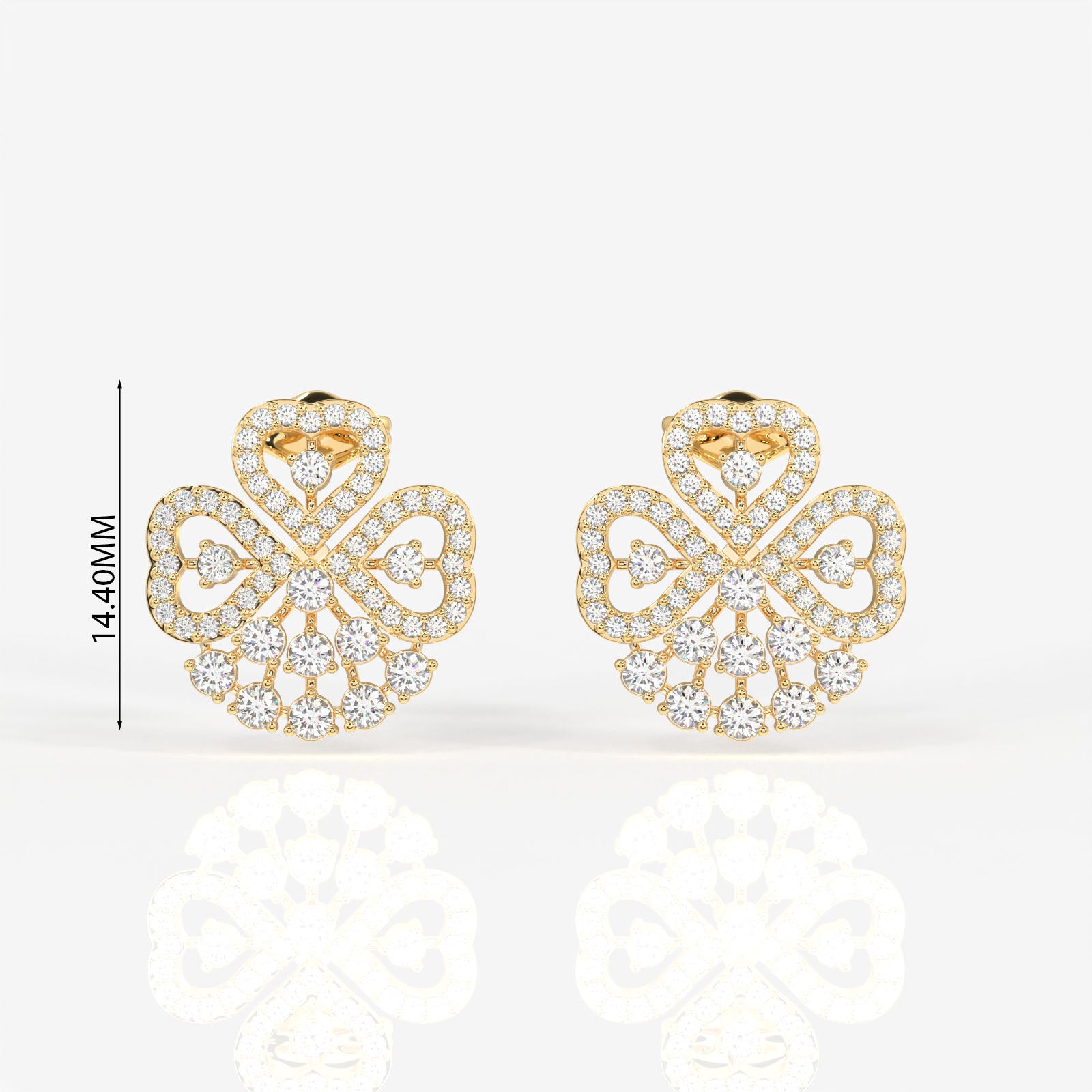 Buy Caratbazaar Clover Charm Moissanite Stud 14k Gold Earrings