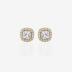 Buy Caratbazaar Cushion Cut Moissanite Diamond Halo Certified Stud 18k Gold Earrings