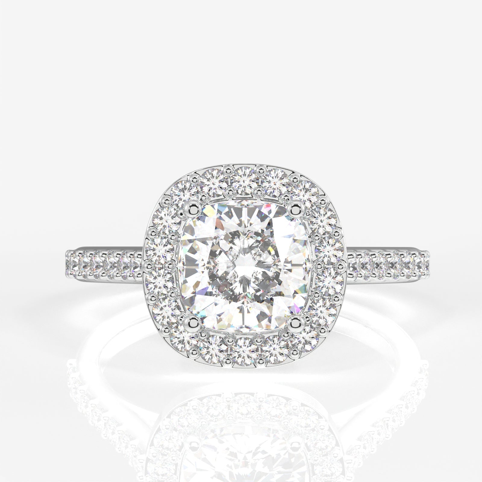 Buy Caratbazaar Cushion Cut Moissanite Diamond Halo Engagement 14K Gold Ring