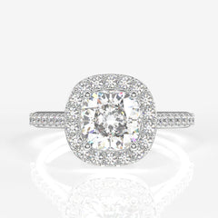 Buy Caratbazaar Cushion Cut Moissanite Diamond Halo Engagement 14K Gold Ring