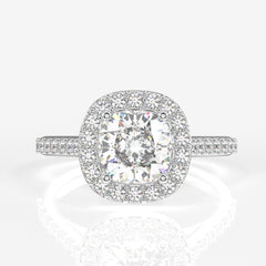 Buy Caratbazaar Cushion Cut Moissanite Diamond Halo Engagement 14K Gold Ring