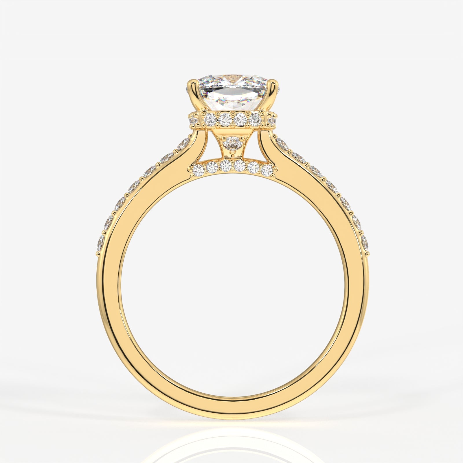 Buy Caratbazaar Cushion Cut Moissanite Diamond Hidden Halo 14k Gold Ring