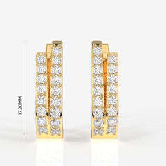 Buy Caratbazaar Dual Gleam Lab Grown Hoop 14k Gold Earrings