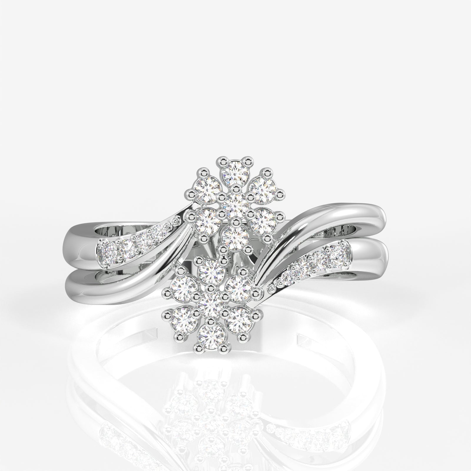 Buy Caratbazaar Floral Duo Lab Grown Diamond 18k Gold Ring